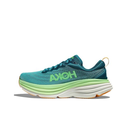 호카 오네오네 본디 8 Shock Absorbers 미끄럼 방지+내마모성 로우탑 캐주얼 러닝 신발 남성 그린 화이트