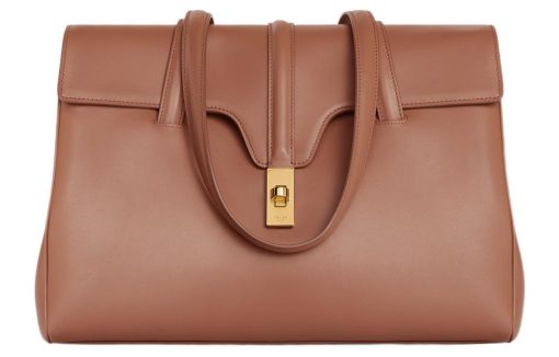 CELINE 16 소프트 스무스 송아지 가죽 핸드 백, 숄더 백 M 여성 브라운