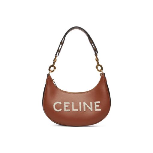 CELINE 아바 송아지 가죽 숄더 백, 핸드백, 숄더 백 여성 브라운