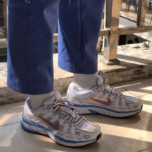 나이키 P 6000 Shock Absorbers 미끄럼 방지 로우탑 캐주얼 러닝 신발 여성 블루 오렌지 BV1021-103