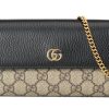 구찌 Gg 마몽 체인 지갑 블랙 레더 Gg 슈프림 L19.05*H17.78cm