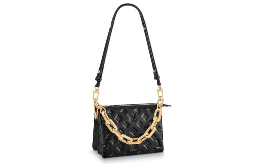 LOUIS VUITTON 쿠션 양가죽 필로우 백, 체인 백, 휴대용 크로스백, 숄더 백 여성 블랙 L21*W7*H16cm