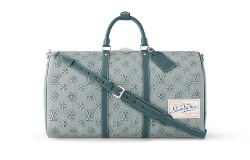 LOUIS VUITTON 키폴 캔버스+가죽 트림 캔버스 백, 핸드백, 숄더 백, 크로스백, 여행 백 남성 데님 블루 L52*W23*H29cm