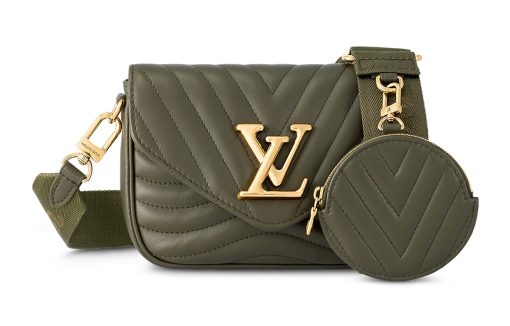 LOUIS VUITTON 신형 웨이브 송아지 가죽 숄더 백, 크로스 백 여성 카키 그린 L19*W5*H14cm