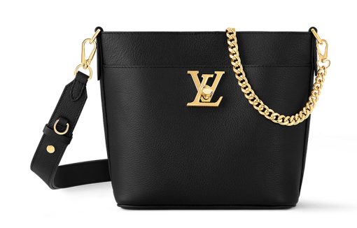 LOUIS VUITTON 락 AND WALK 그레인 송아지 가죽 버킷 백, 숄더 백, 크로스바디 백 여성 블랙 L20*W12*H20.5cm