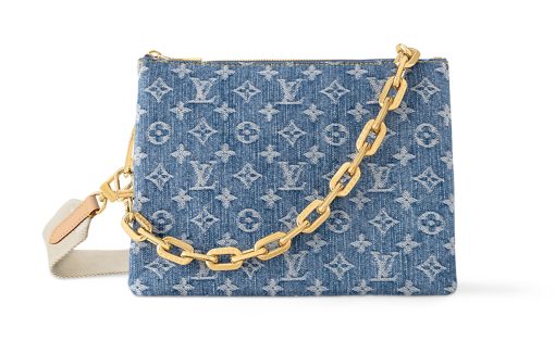 LOUIS VUITTON 쿠션 데님 숄더 백, 크로스 백 S 여성 데님 블루 L26*W12*H20cm