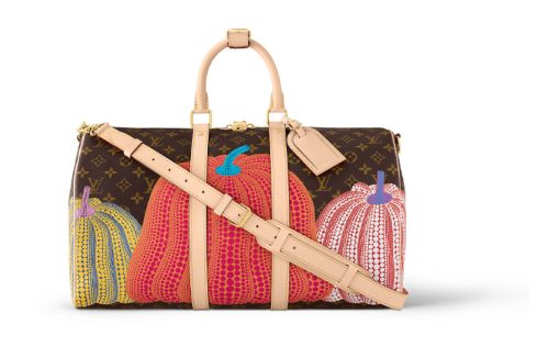 LOUIS VUITTON 야요이 쿠사마 콜라보레이션 키폴 코팅 캔버스 여행 백, 크로스바디백 핸드백 남성 브라운 L45*W20*H27cm
