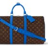 LOUIS VUITTON 키폴 코팅 캔버스 및 소가죽 트림 핸드백, 숄더 백, 크로스백, 여행 백 남성 블루 & 브라운 L50*W23*H29cm