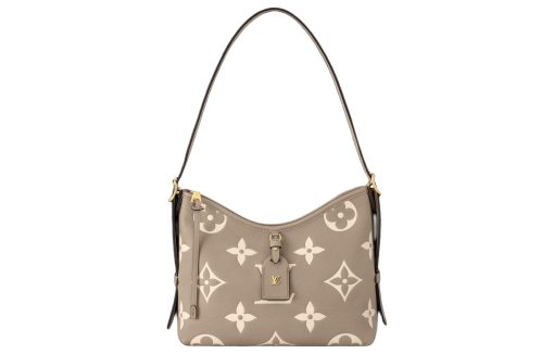LOUIS VUITTON 캐리어올 가죽 핸드 백, 숄더 백 S 여성 도브 그레이 페어드 와 크림 베이지 L29.46*W11.94*H23.88cm