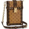 LOUIS VUITTON Trunk Vertical 코팅 캔버스 체인 백, 담배 케이스 백, 박스 백, 핸드폰 파우치, 원 숄더 크로스백 레귤러 여성 탠 L11*W3.5*H17.5cm