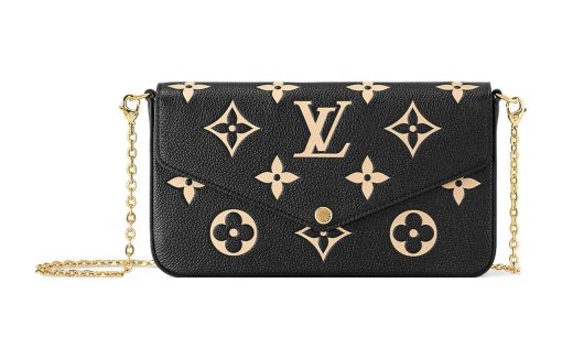 LOUIS VUITTON 포셰트 펠리시에 곡물 송아지 가죽 핸드 백, 숄더 백 레귤러 여성 블랙 L21*W3*H12cm