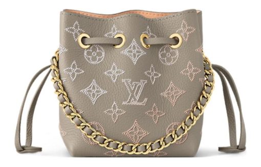 LOUIS VUITTON 인그레이브 펀칭 처리 소가죽 문라이트 여신 버킷 백, <브랜드_1>e 어깨 크로스백 레귤러 여성 그레이 L10.5*W11*H13cm