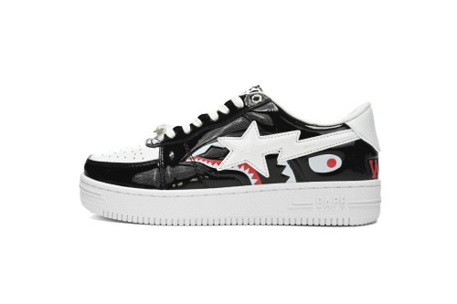 BATHING APE Low Top 1H30-191-009 A Bathing Ape Bape Sta Low Black and White Shark