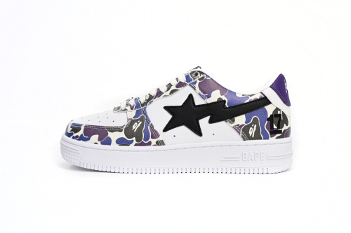 BATHING APE 로우 탑 1H30-191-004 A Bathing Ape 베이프 스테 로우 화이트 퍼플 컬러 스프레이
