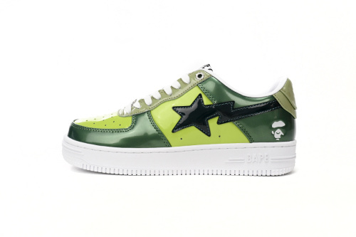 BATHING APE 로우 탑 1H20 190 046 A Bathing Ape 베이프 스테이 로우 블랙 그린 미러 표면