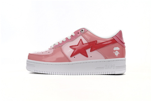 BATHING APE 로우 탑 1H2-019-1046 A Bathing Ape Bape Sta Low 핑크 페인트 가죽